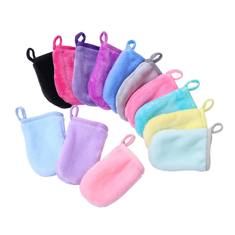 Factory wholesale flannel makeup remover gloves Amazon clean water Finger Set facial makeup remover gloves