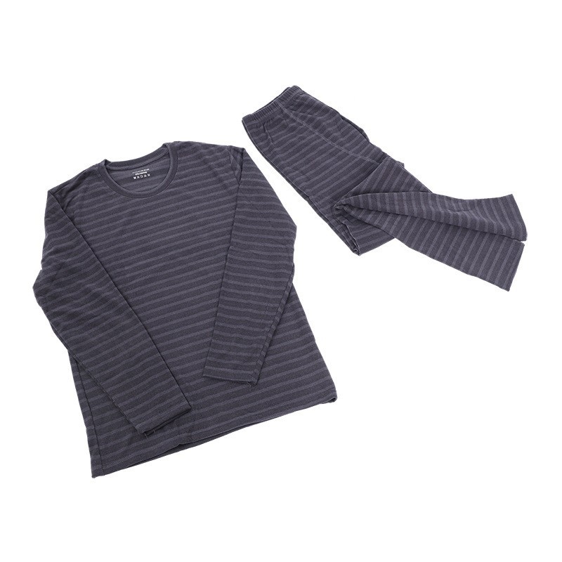 メンズ ドイツ製ベルベット 秋用インナー 上下セット ストライプ柄 保温パンツ 大きいサイズ 厚手 下着セット ベースレイヤー 発熱 防寒