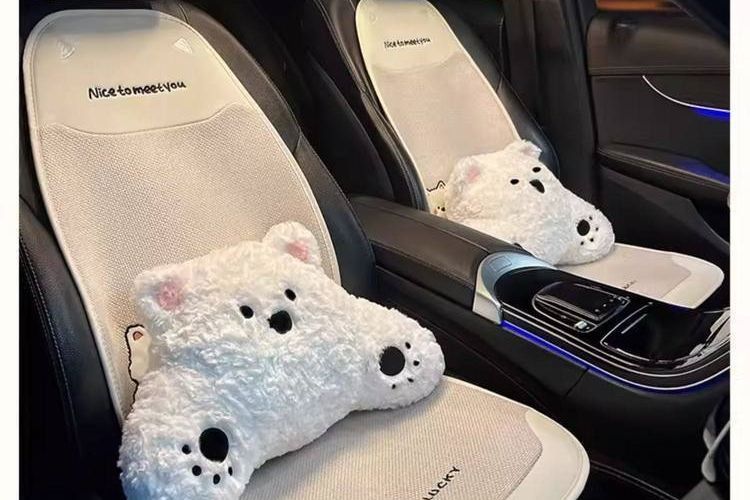 Interior 2026 Asian linen car seat cushion, suitable for all seasons, breathable, high-quality car seat pad, new cartoon cute design