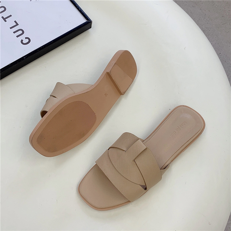 square open toe flat soft leather soft bottom sandals NSHU61111