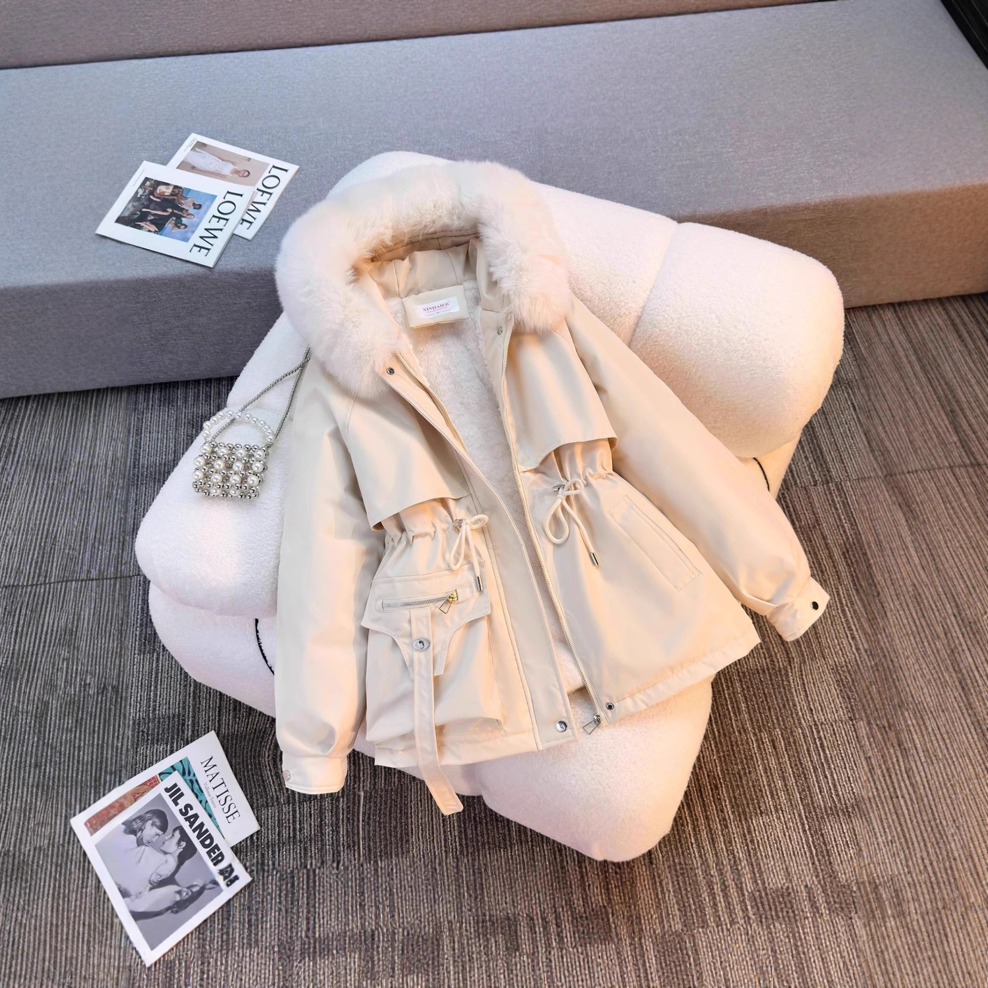 外贸棉服女2025冬季新款韩版时尚收腰棉衣短款加绒加厚派克服棉袄