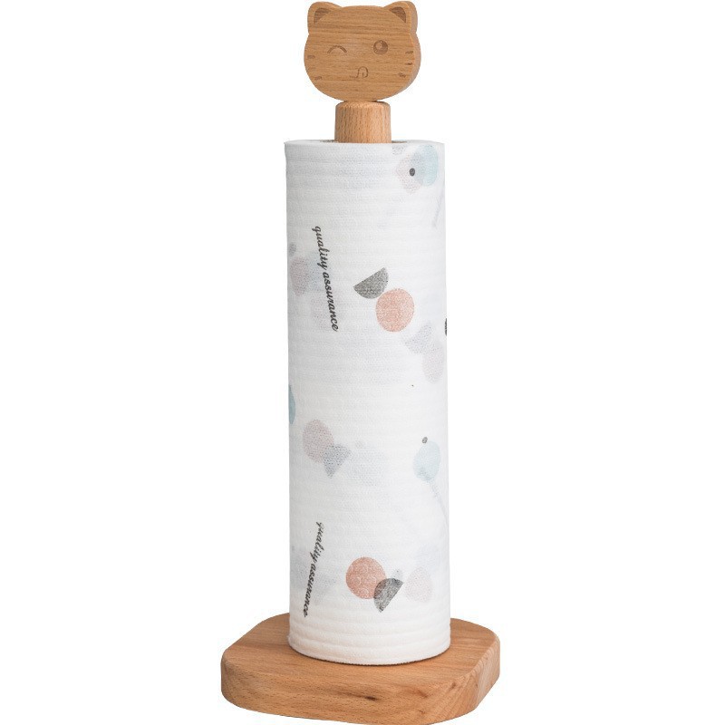 Titular de tejido de bambú restaurante de cocina rollo de bambú vertical titular de papel estante de almacenamiento de plástico estante perezoso trapo titular