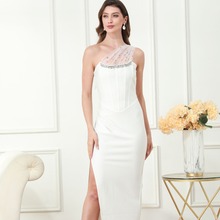 白色连衣裙生日设计感长款外贸修身服装欧美高级感礼服女装夏季女