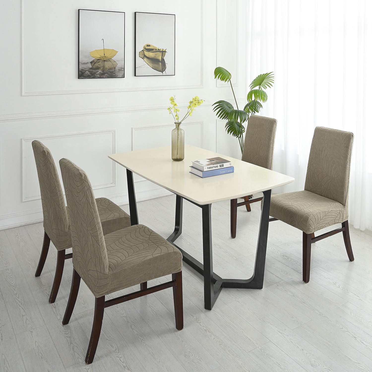 Funda de silla jacquard a prueba de salpicaduras transfronteriza, funda universal para silla de hogar, funda para media silla, funda para taburete regular