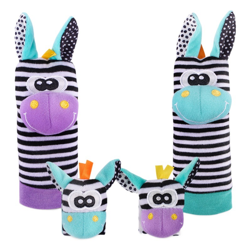 Juego de pulseras y sonajeros Sozzy originales para recién nacidos de 0 a 6 meses, set en caja, pulsera, juguetes de educación temprana