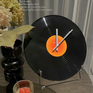 Vinyl Record Desktop Table Clock Wind Base Clock Pendulum Clock Ornaments Retro Clock Birthday Zhisheng Single-sided