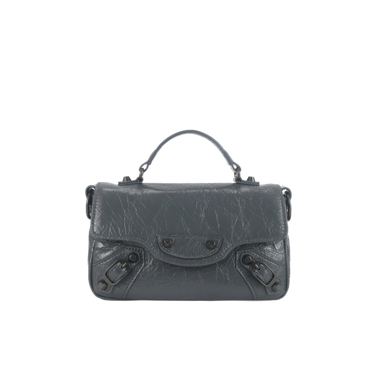 2026 Mini Motorcycle Bag For Women Oil Wax Leather Retro Studded Handbag Crossbody Small Square Bag Niche Designer Girl's Bag - Thumbnail 5