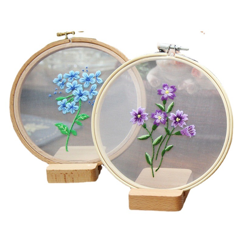 Bordado DIY paquete material colgando pintura divertido hecho a mano principiante flor tela no Cruz puntada organza colgando pintura