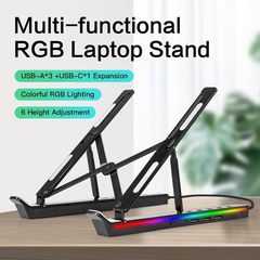 アルミ合金発光拡張ドックノートパソコンスタンド折り畳み放熱usbデスクトップrgbタブレットスタンド