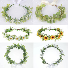 卸売り超仙森系精霊花輪手作りシミュレーション緑植花輪頭飾り花嫁花嫁頭花休暇写真