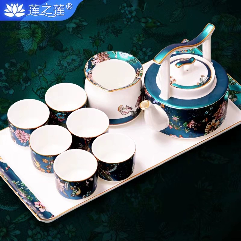 莲之莲 Enamel, ceramic tea set, teapot, tea cup, Chinese style