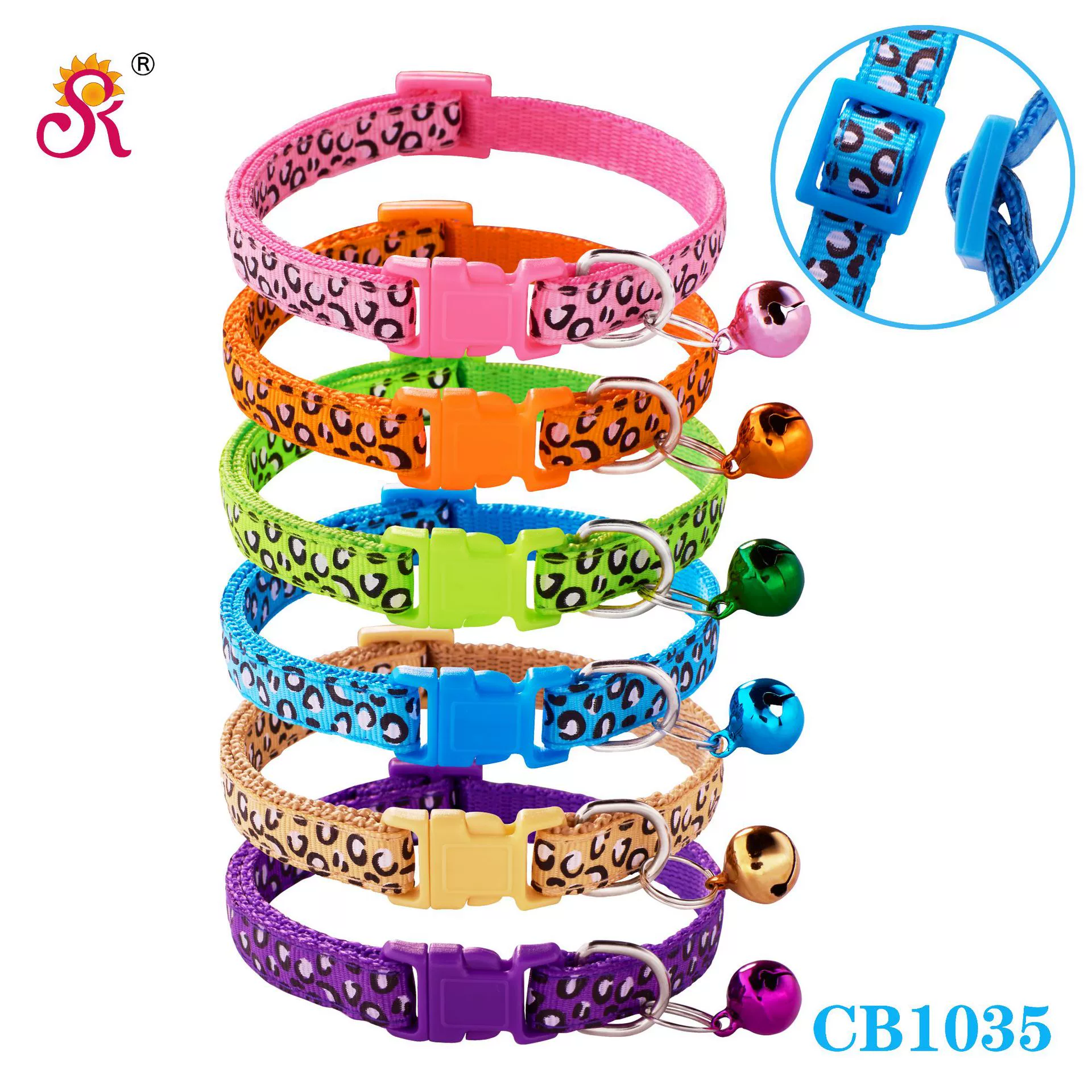 1,0 Леопардовый принт патч ошейник для домашних животных ошейник колокольчик кошачий ошейник большой на складе Фабрика