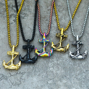 European and American Navy Style Stainless Steel Personality Pendant Men's Punk Popular Ship Anchor Titanium Steel Pendant Factory Outlet