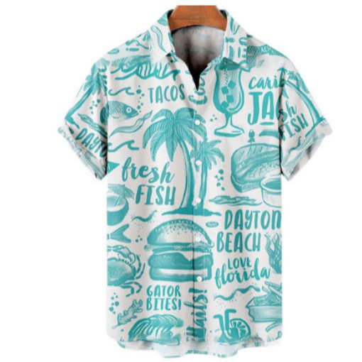 2024 foreign trade Amazon 3D digital printing men's shirt paint art pattern short sleeve shirt foreign trade