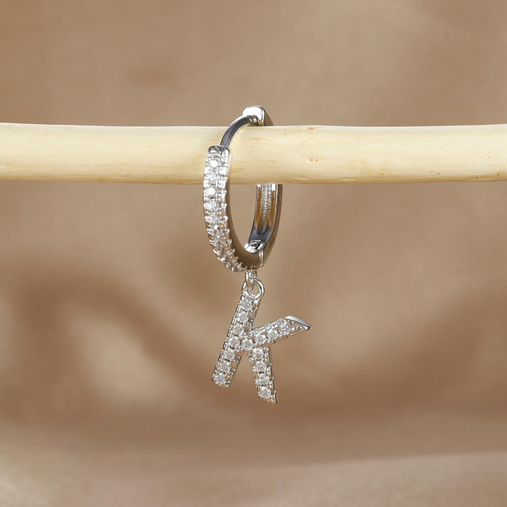 6g Weight Copper Ear Needle Material Zircon Inlay Material Charm Sleeper Hoop Earrings, Drop Earrings Classification 1 Piece Quantity Daily Occasion Copper Material Letter Pattern Unisex Gender Plating Design Casual Style 1 Piece Casual Letter Plating Copper Zircon Drop Earrings 19