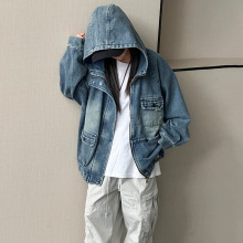 女童潮流连帽外套韩范中大儿童时尚牛仔风衣春秋季女孩休闲夹克衫