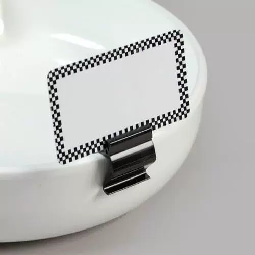 定制黑色食品托盘标签架碗标子标志夹销售标志牌食品托盘标签支架