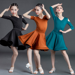 Girls' Latin dance clothing, spring and summer children's one-piece dance practice clothes, children's grade examination competition regulations, new performance clothes