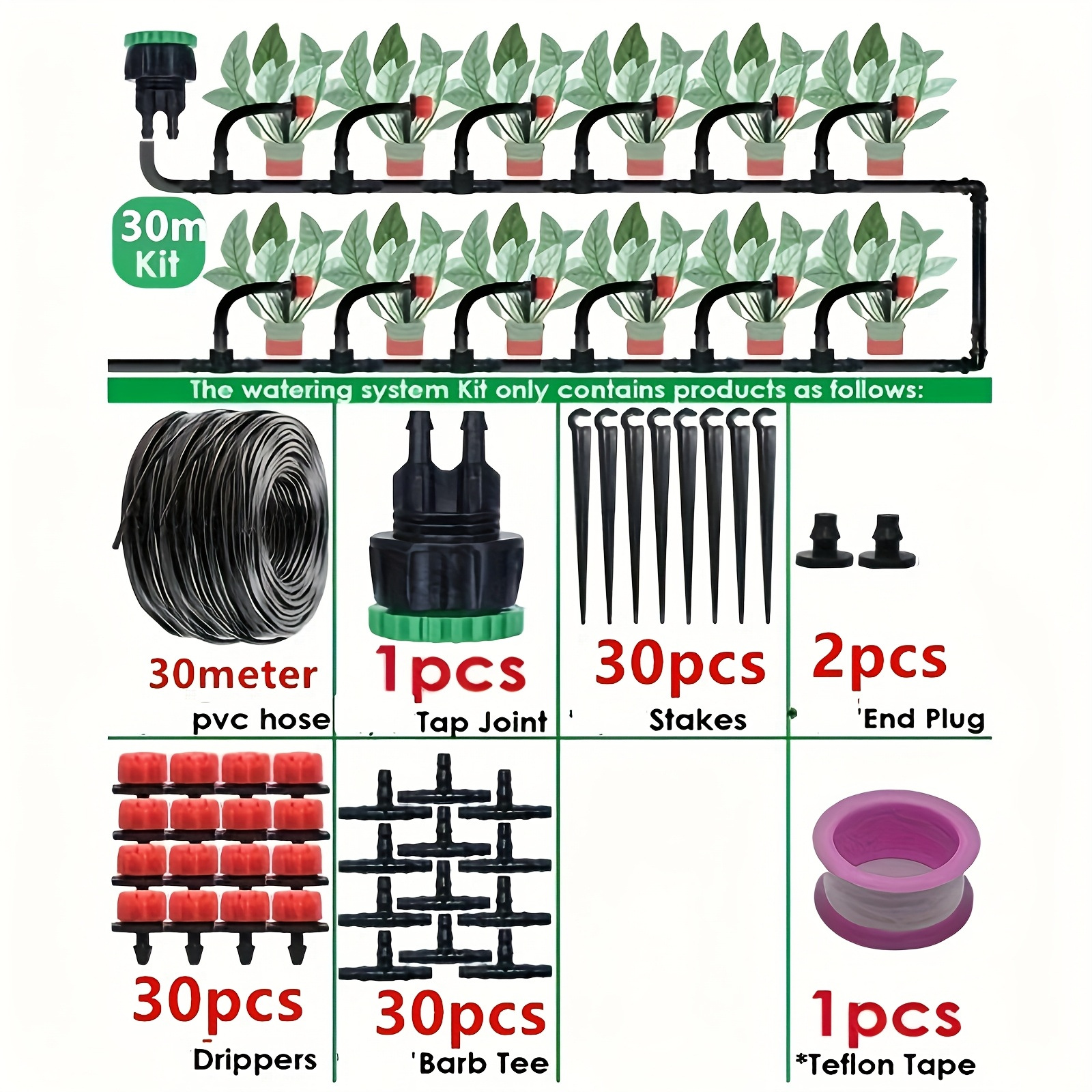 20 juegos de atomización de rociadores automáticos de patio, rociadores de riego ajustables, riego automático, sistema de riego por goteo