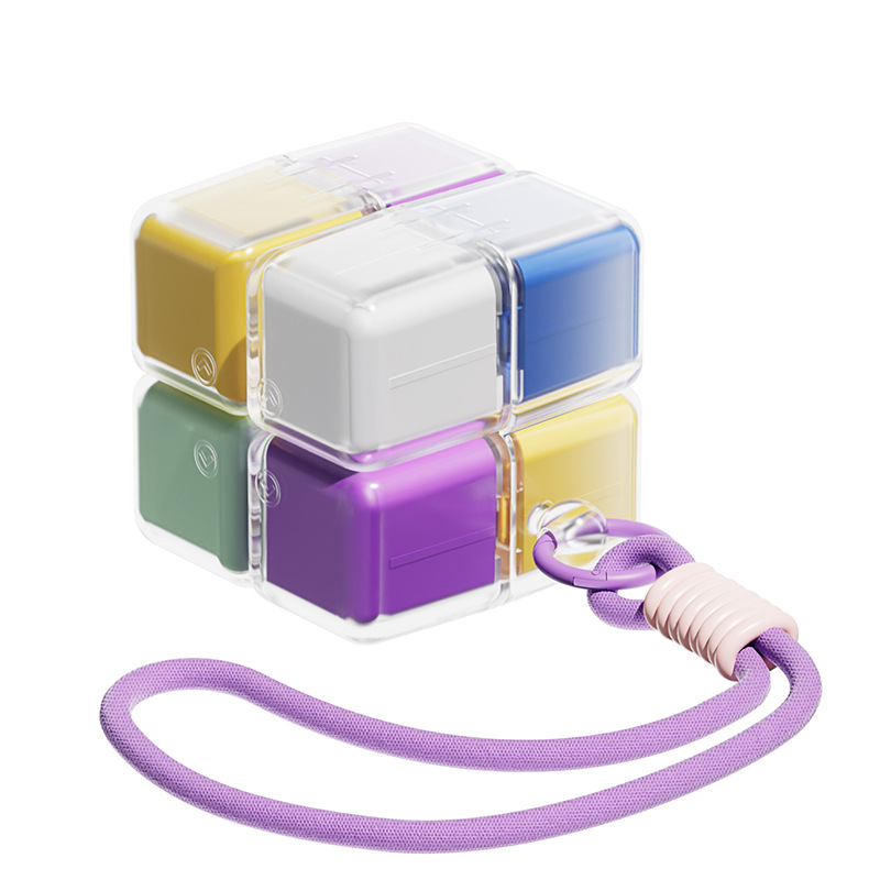 Caja de medicamento de cubo magnético de absorción personalizada portátil con cuerda de suspensión, caja de paquete, caja de almacenamiento de medicamentos de tres comidas al día