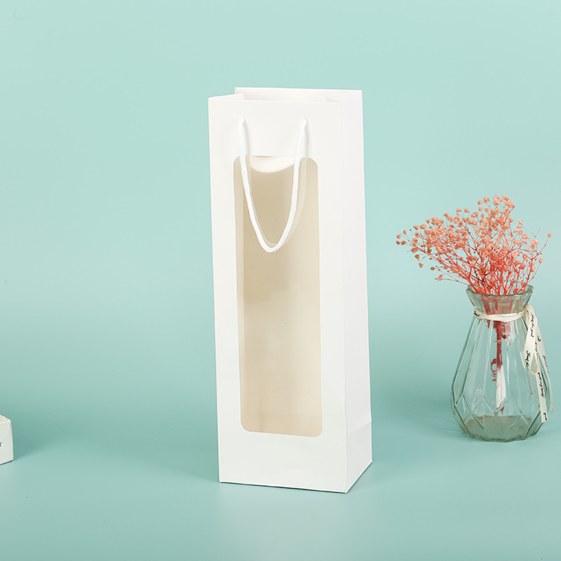 Spot celebridad de Internet ventana abierta bolsa de regalo transparente bolsa de embalaje de flores regalo rosa recuerdo ventana de regalo vino tinto