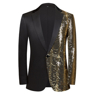 Factory direct men's suit coat wholesale wave sequins shiny casual suit trend light luxury small suit
