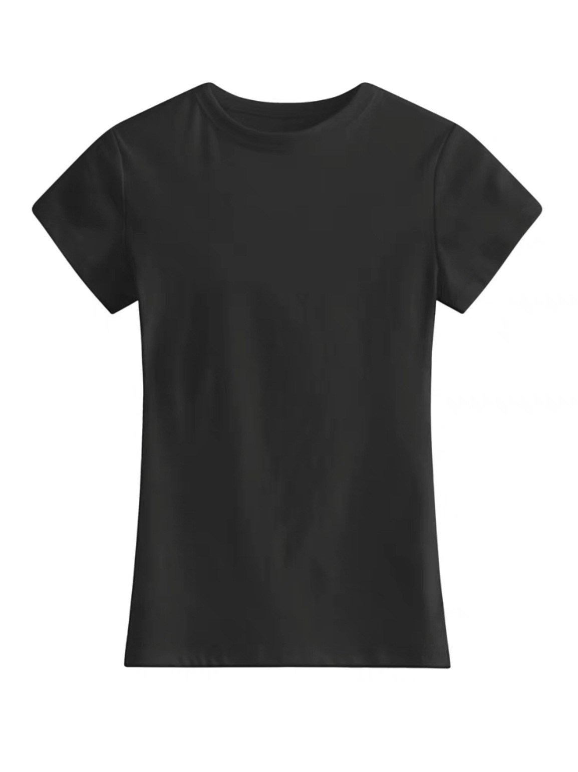 Rich Women's Same Style Black Shoulder Short-Sleeved T-Shirt Women's Tight-Fit Slimming Tight Waist Spice Girl Pure Desire Base Top