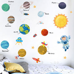 尚易SP82076宇航員星球牆貼可移除兒童房背景牆裝飾跨境批發牆貼