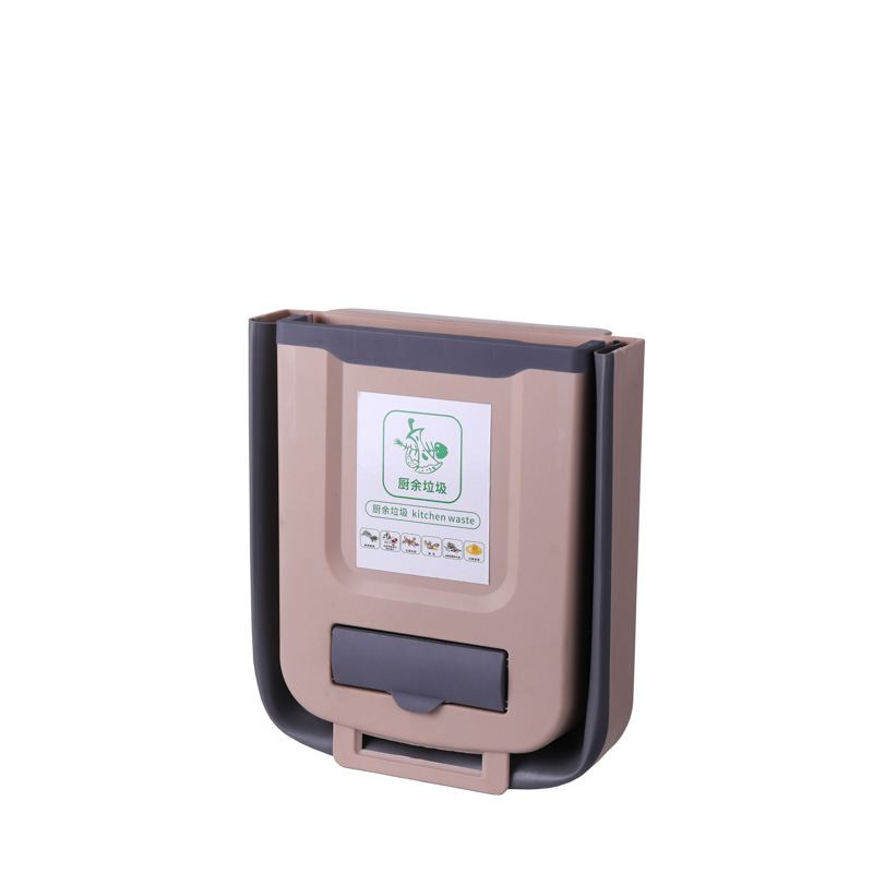 Cocina plegable colgante de pared bote de basura hogar gabinete puerta colgante de almacenamiento de coche cesta de papel clasificación creativa bote de basura