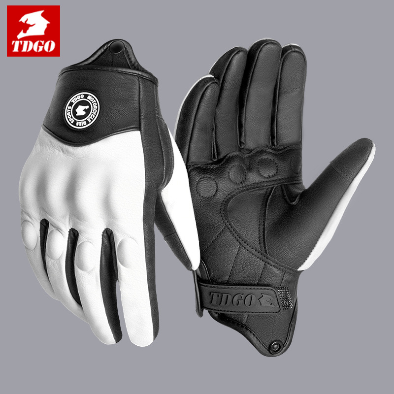 Motorcycle Genuine Leather Gloves, Anti-Fall, Retro Motorcycle Cycling, Windproof and Warm, Autumn and Winter Rider Equipment, Universal for Men in All Seasons