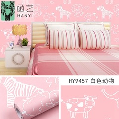 Factory direct selling self-adhesive wallpaper pink cartoon bedroom children's room boy girl wallpaper student dormitory sticky note
