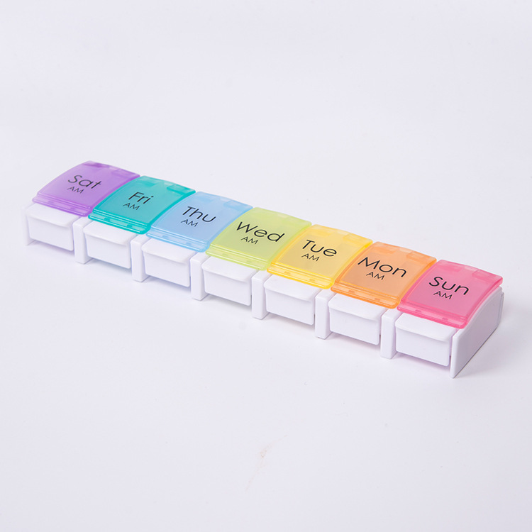 Factory direct sales Amazon hot colorful spring medicine box plastic week medicine box 7 days