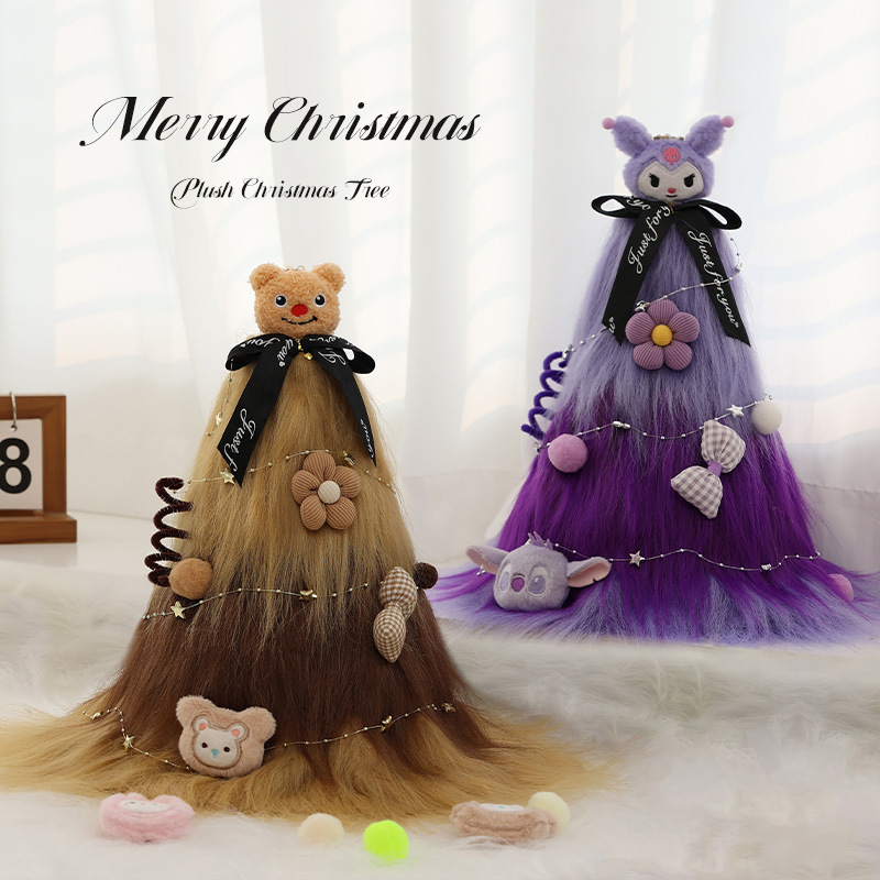 Árbol de Navidad Decoración Árbol de Navidad Mesa de felpa Paquete de árbol pequeño Mini árbol rosa Pequeño árbol de Navidad Brillante Árbol pequeño