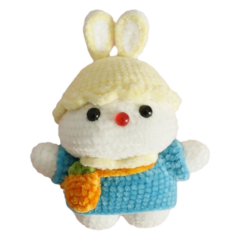 Súper lindo de dibujos animados muñeca tejida a mano exquisita lana ganchillo conejo colgante nuevos adornos hechos a mano producto terminado