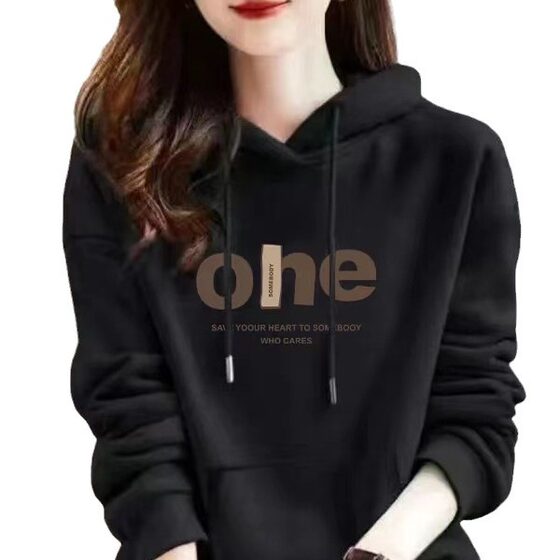 2024 Spring and Autumn Thin Round Neck Sweatshirt Women's Loose Casual Long Sleeve Jacket Shoulder Korean Style Student Fashion Sweatshirt