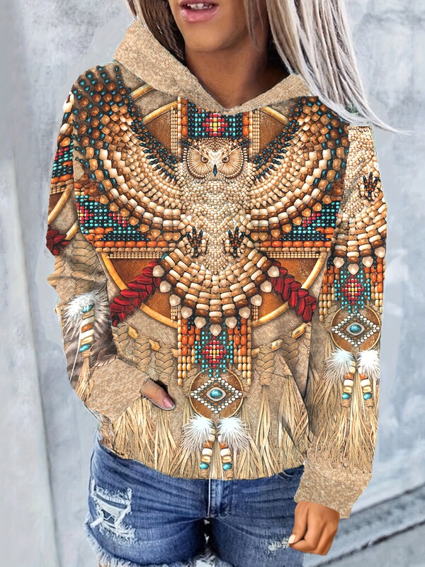 Wholesale New Cross-Border Source Western Aztec Bohemian Print Casual Hoodie