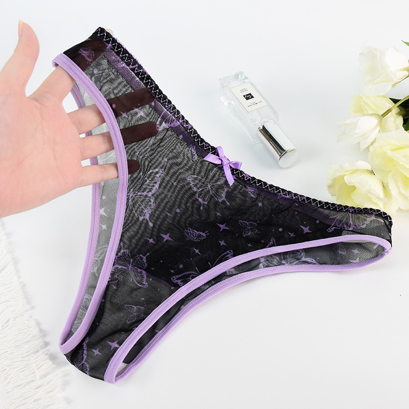 Custom-Made Foreign Trade European and American Style Purple Sexy Pure Desire Bow Thong Panties for Women, Seamless Sports Yoga Pure Cotton Crotch T-Pants Custom-Made Foreign Trade European and American Style Purple Sexy Pure Desire Bow Thong Panties for Women, Seamless Sports Yoga Pure Cotton Crotch T-Pants