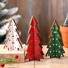 25 クリスマス装飾木製クリスマスツリーオーナメントデスクトップセンターピースクリスマス装飾立体クリスマスツリー 3 点セット