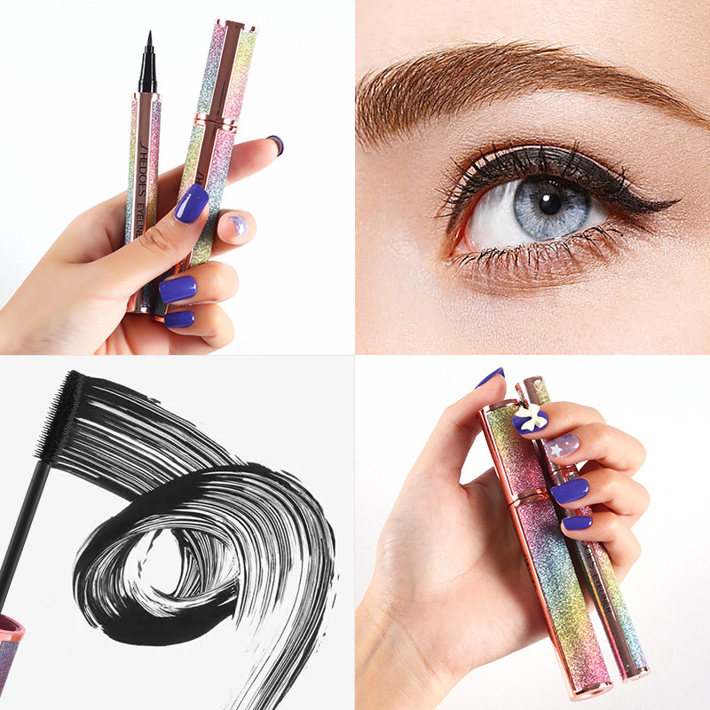 Shedoes Douyin Live Starry Sky 4D rímel Eyeliner Set Impermeable, grueso, rizado, sin manchas, secado rápido