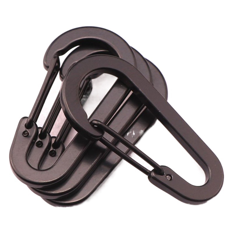 Factory supply No. 6 S-shaped egg-shaped flattening electrophoresis black aluminum spring hook all black bag hanging buckle