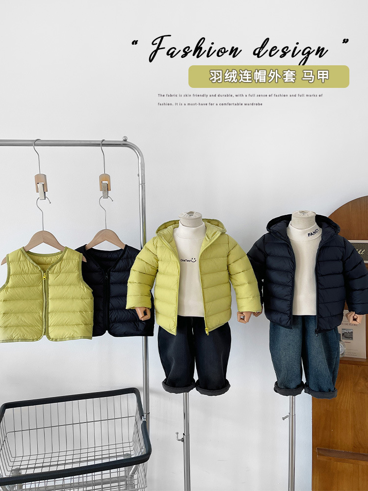 Wind Valley 2025 invierno nueva ropa infantil coreana de color sólido chaqueta de plumón caliente para niños chaqueta de aire exterior universal