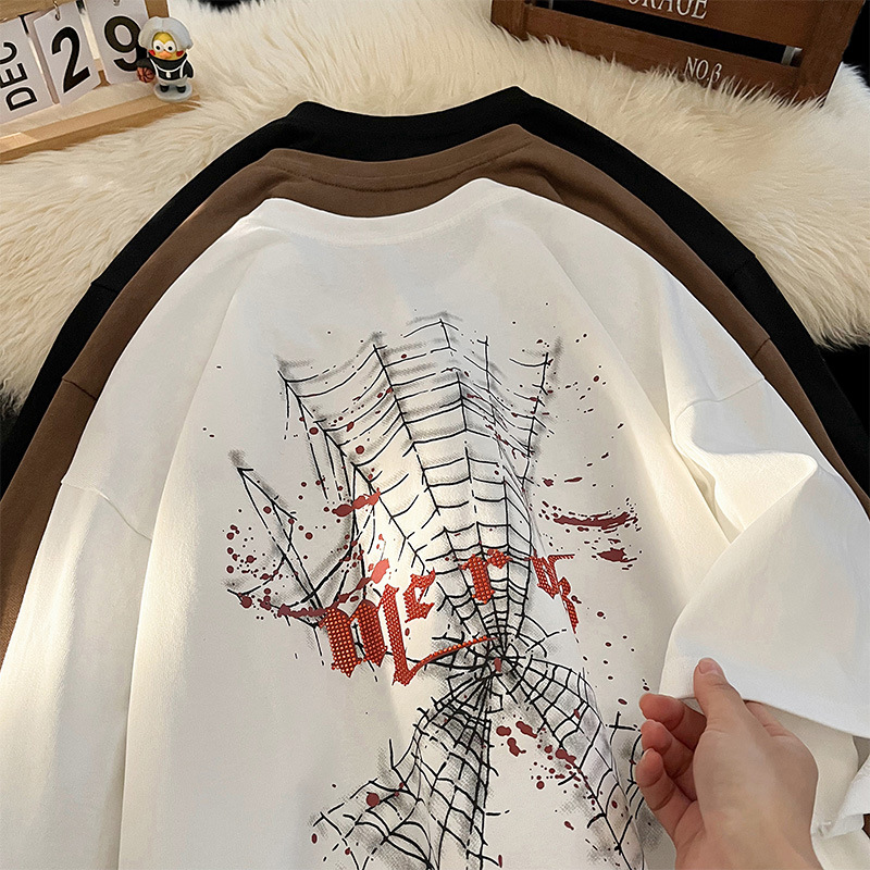 T-shirt estiva in puro cotone con diamanti caldi, top da strada a maniche corte da uomo, senso del design, mezza manica di nicchia_voghion.com