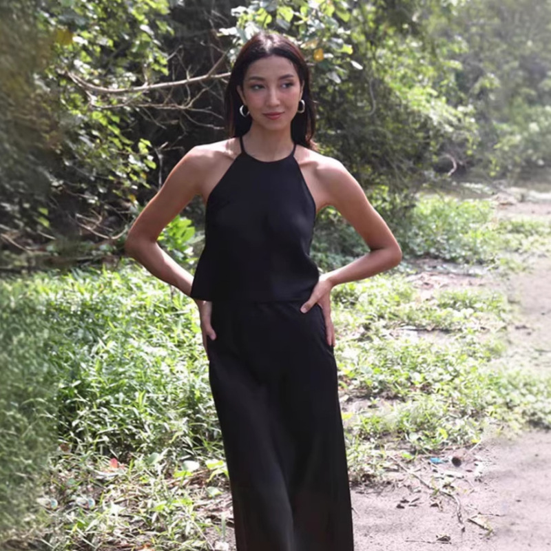 2026 Summer Acetate Satin Long Skirt Halter Neck Tank Top Dress Autumn Set A-Line Slim Long Skirt for Women 2026 Summer Acetate Satin Long Skirt Halter Neck Tank Top Dress Autumn Set A-Line Slim Long Skirt for Women