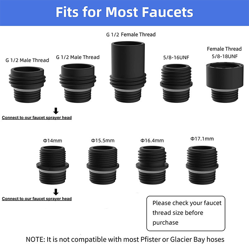 European and American accessories: pull-out faucet nozzle replacement head, cold and hot dual-purpose kitchen sink, expandable and versatile Specification drawing