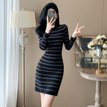 广州十三行女装2024年秋季新款针织连衣裙女性感包臀裙子小香风潮