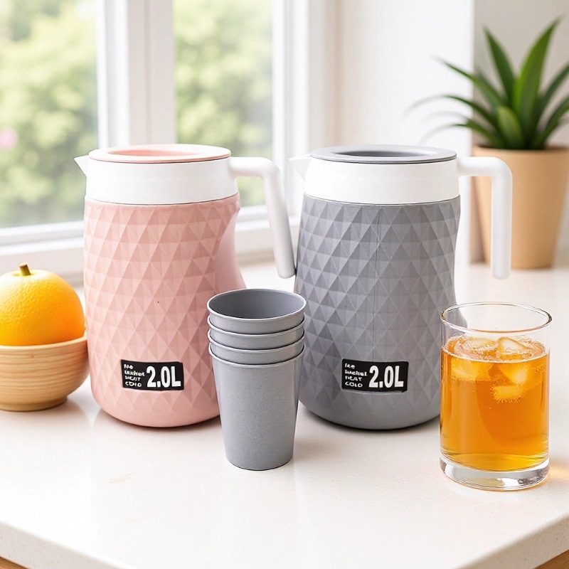 Innovative 5-Piece Set of Water Bottles, Polyurethane Plastic Cold Water Bottles with Cups, Source Manufacturer 8200 Export