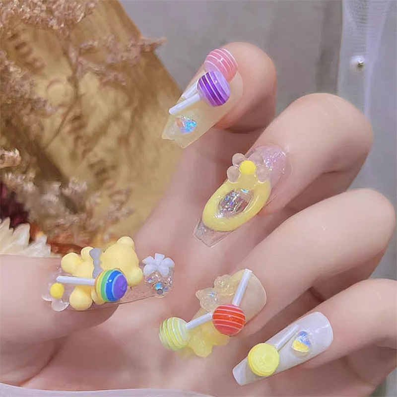 Exclusividad transfronteriza para 12 cuadros de uñas mixtas, joyas de resina, arco, perlas, Aurora, diamantes de forma especial, juego de joyas de bricolaje