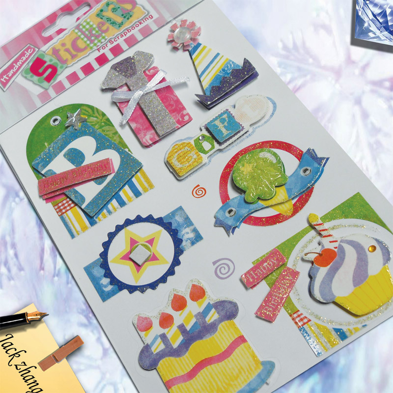 Integrity Paper Plastic Sheet Three-Dimensional Foam Adhesive Layered Butterfly Heart Ribbon Character Combination High Heels Retro Style