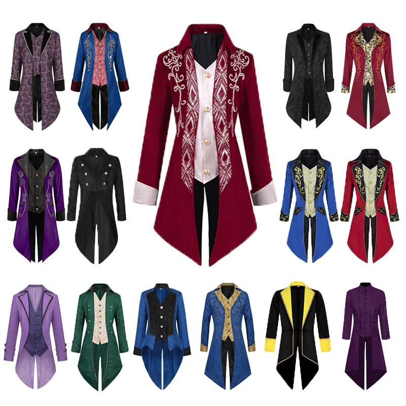 Halloween Men's Steampunk Medieval Jacket Gothic Victorian Frock Coat Uniform Halloween Men's Steampunk Medieval Jacket Gothic Victorian Frock Coat Uniform
