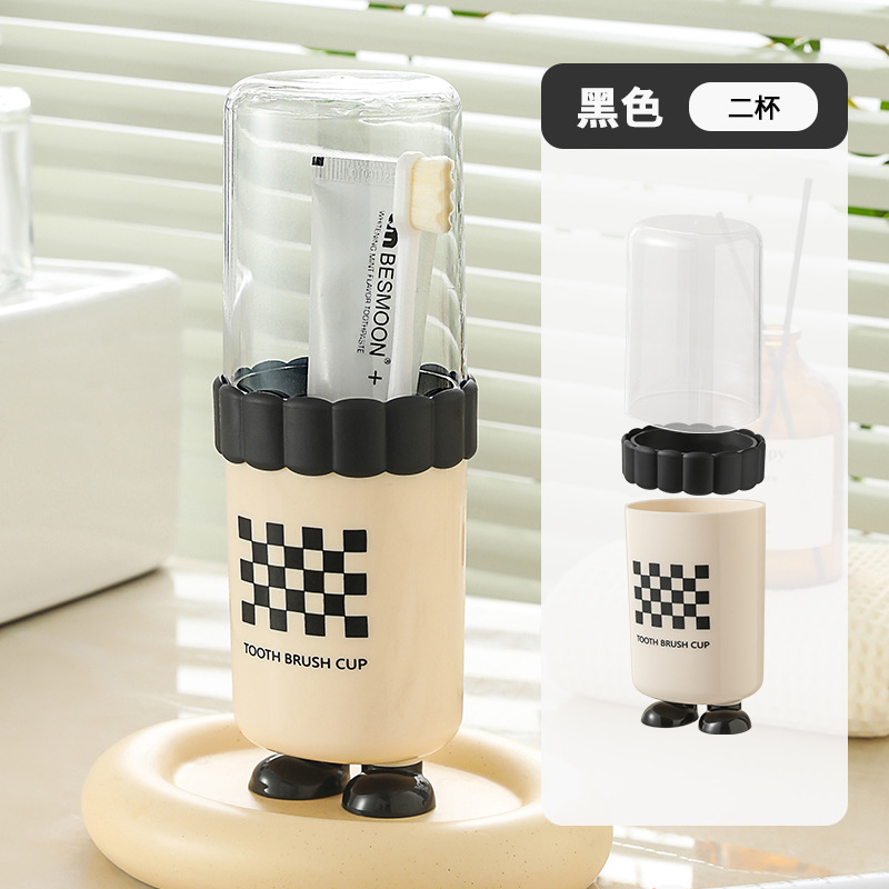 Lindo pie, taza de lavado de viaje, cepillado portátil, dibujos animados de bricolaje, cepillo de dientes para niños, taza de plástico para enjuague bucal
